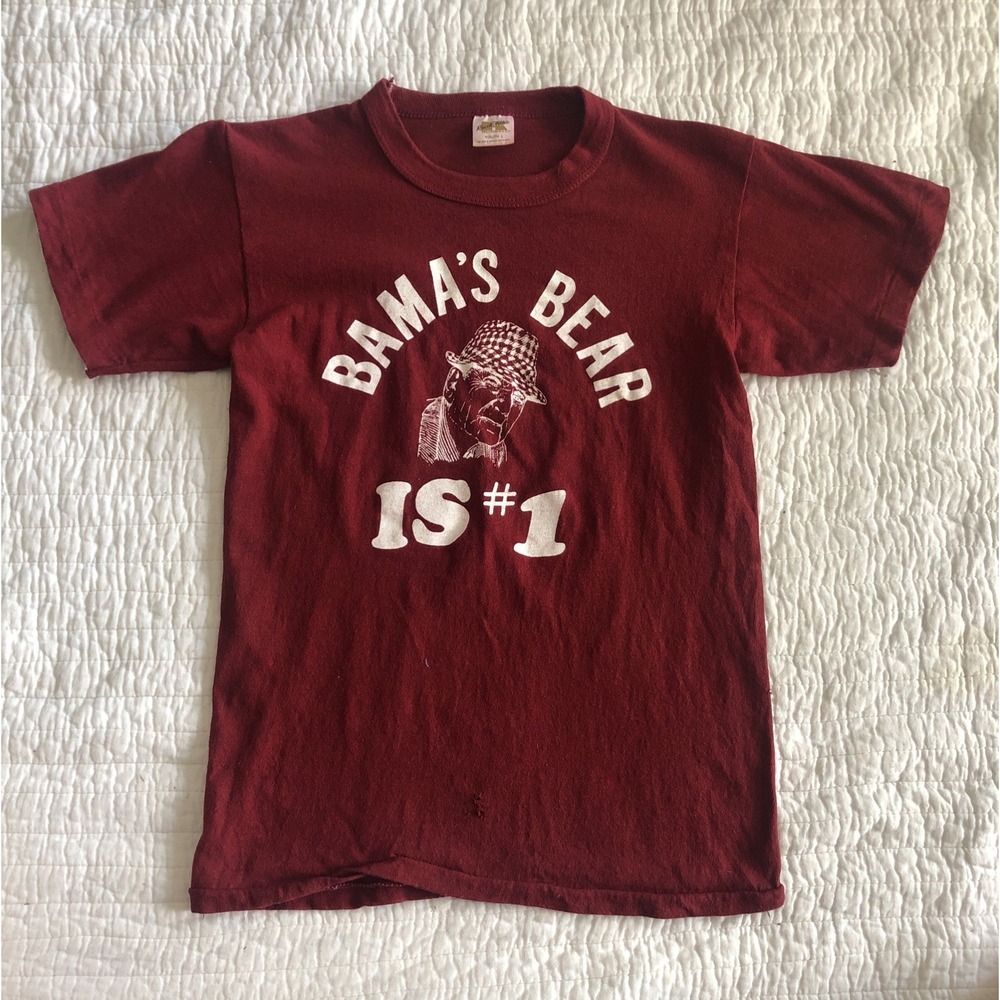 Rare Vtg Alabama Crimson Tide T Shirt Bama's Bear Is #1 Russell Made USA Youth L